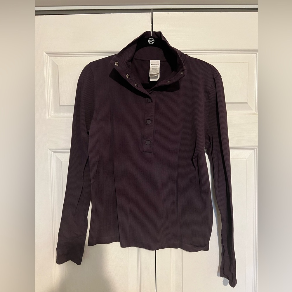 Athleta Seamless Henley, Deep Purple, Size L